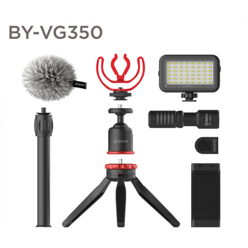 Набор для Влогеров BOYA BY-VG350 с петличными микрофоном BY-MM1+ и LED светом