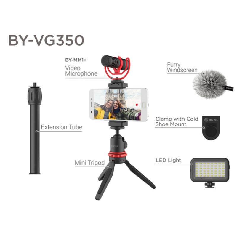 Набір для влогерів BOYA BY-VG350 з петличним мікрофоном BY-MM1+ и LED світлом