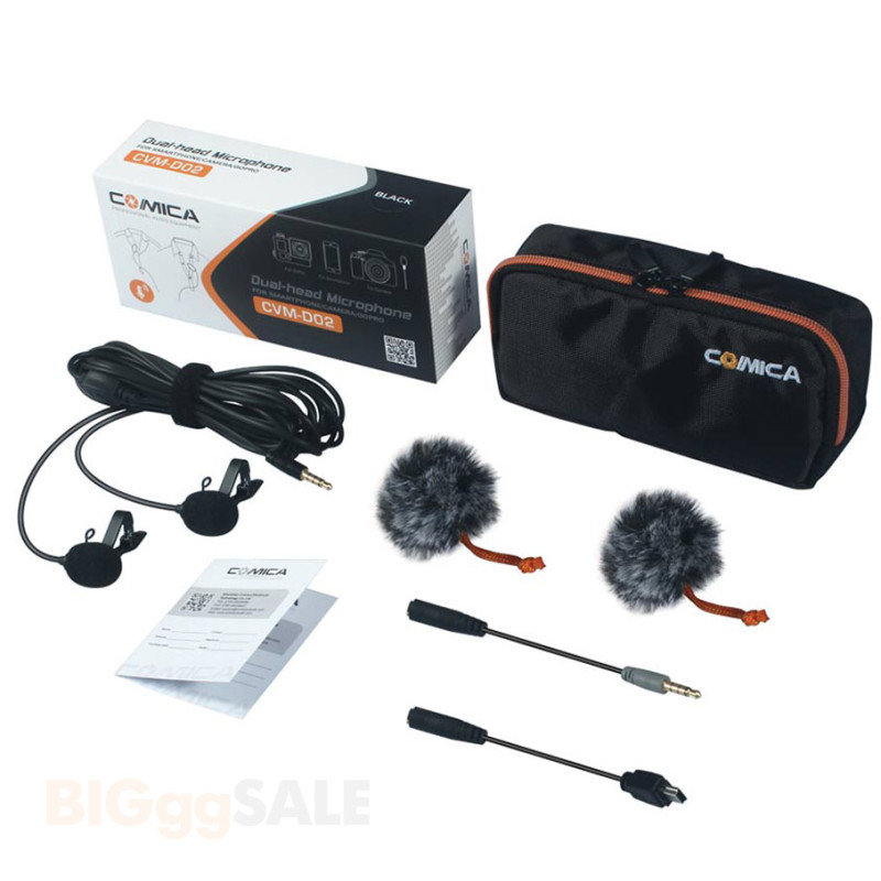 Петличний мікрофон COMICA CVM-D02 Dual-head Lavalier Microphone (R6.0m)