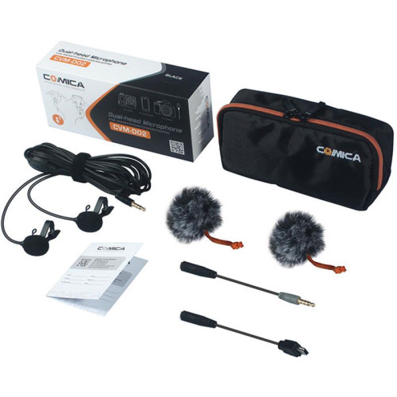 Петличный микрофон COMICA Dual-head Lavalier Microphone CVM-D02 (B2.5m)