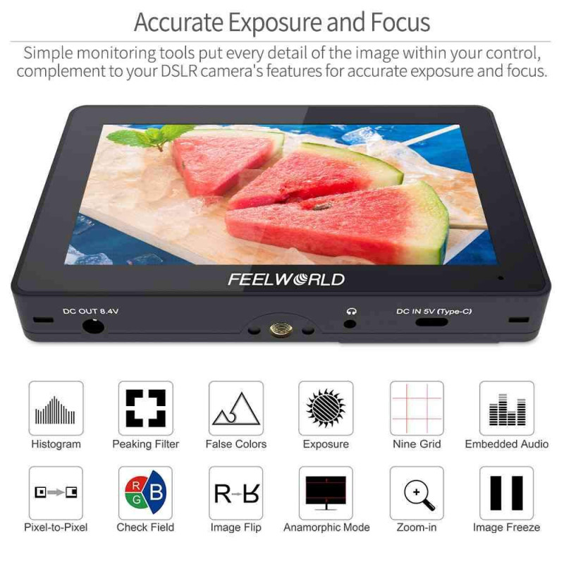FeelWorld F5 PRO V2 сенсорний накамерний монітор 5.5 "дюймовий