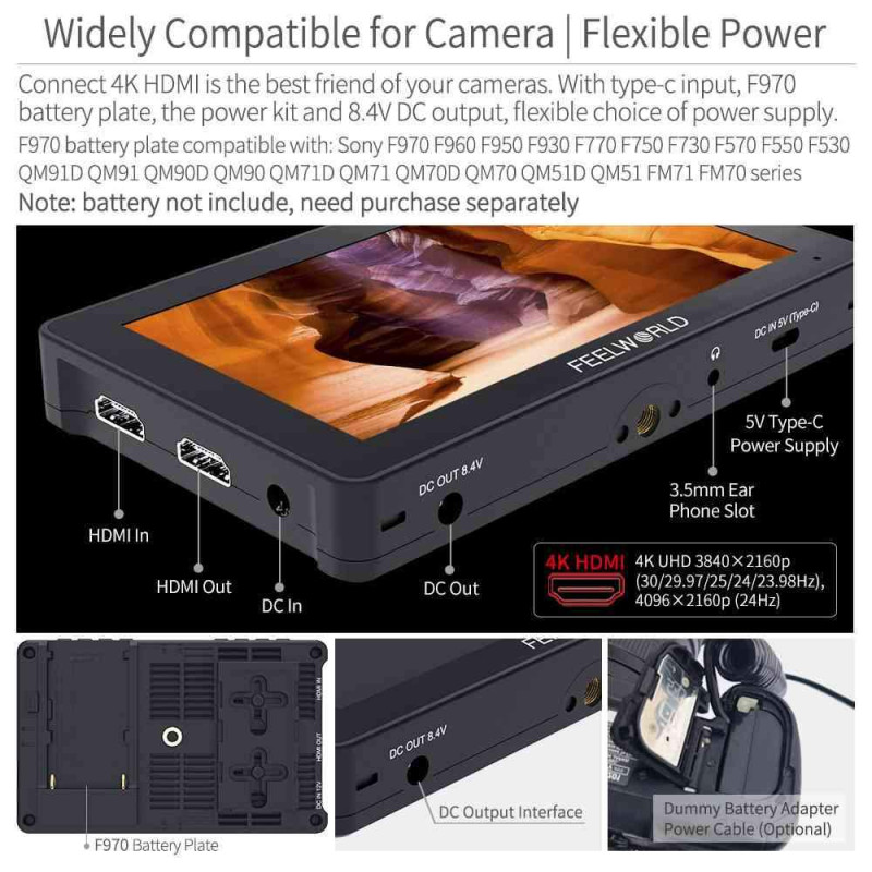 FeelWorld F5 PRO V2 сенсорний накамерний монітор 5.5 "дюймовий