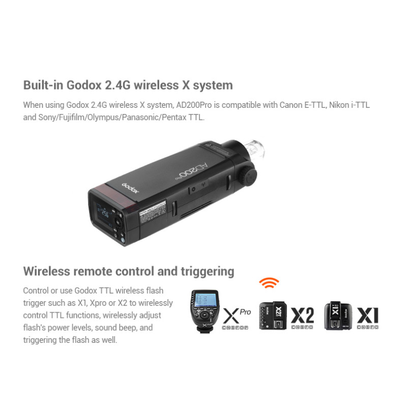 Компактний спалах Godox AD200PRO (Pocket Flash Kit)