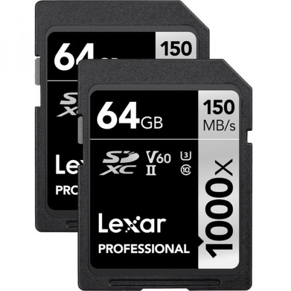 Карта пам'яті Lexar 64GB Professional 1000x UHS-II SDXC Memory Card (2шт)