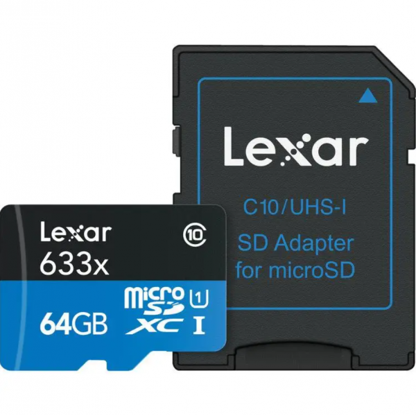 Карта пам'яті Lexar 64GB High-Performance 633x UHS-I microSDXC Memory Card with SD Adapter (LSDMI64GBBNL633A)