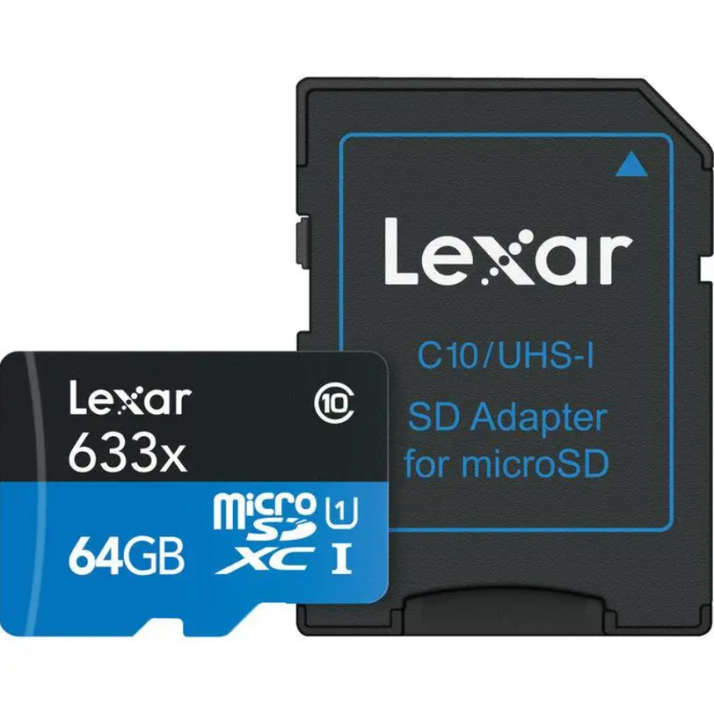 Карта памяти Lexar 64GB High-Performance 633x UHS-I microSDXC Memory Card with SD Adapter (LSDMI64GBBNL633A)