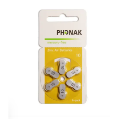 Батарейки Phonak mercury-free 10 (упаковка 6 шт) (PHO-BAT-A10)
