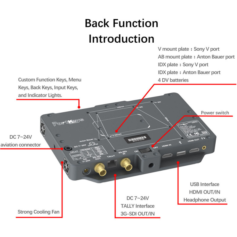 Накамерний монітор PORTKEYS BM7 7" Super Bright 3G-SDI & HDMI HD Monitor with 3D LUT Support