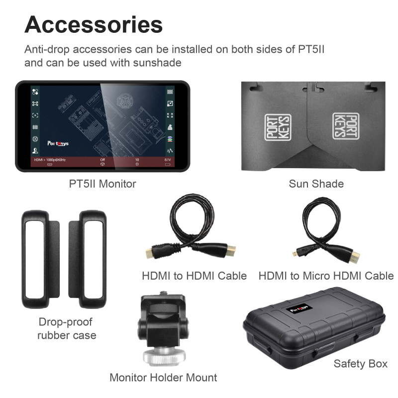 Cенсорний монітор PORTKEYS PT5 II 5" 4K HDMI із підтримкою 3D LUT