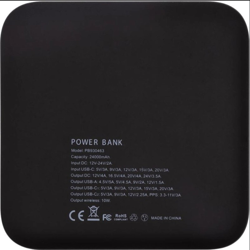 Мобільна батарея PowerPlant 24000mAh, PD 60W, DC 12-24V 9 конектерів, 2xUSB-C, USB-A QC3.0, Wireless