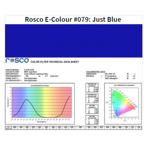 Фильтр Rosco E-Colour+ 079 Just Blue Roll