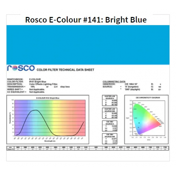 Фильтр Rosco E-Colour+ 141 Bright Blue Roll (61412)