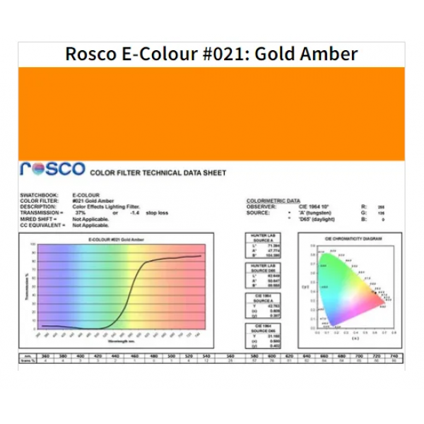 Фильтр Rosco E-Colour+ 021 Gold Amber (60212)
