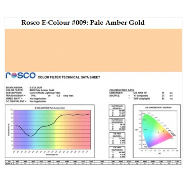 Фильтр Rosco E-Colour+ 009 Pale Amber Gold Roll (60092)