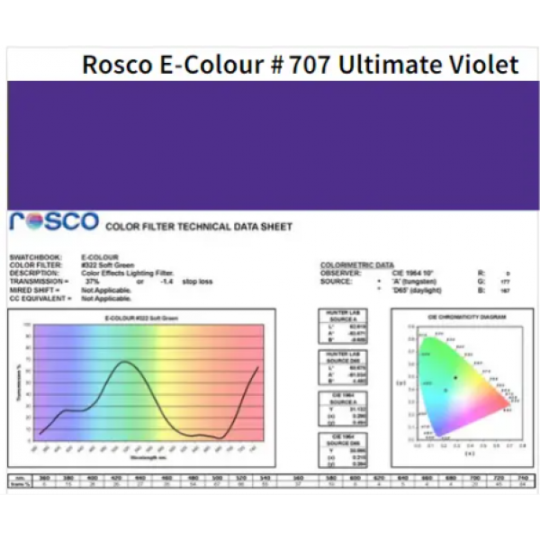 Фильтр Rosco E-Colour+ 707 Ultimate Violet (67072)