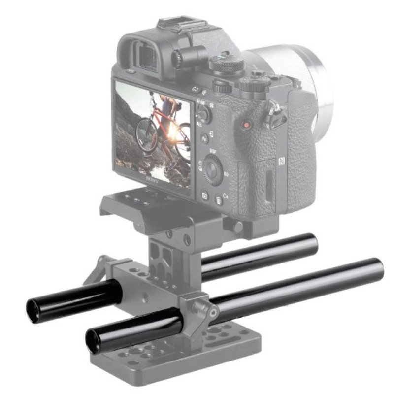 SmallRig 1051 2pcs 15mm Black Aluminum Alloy Rod(M12-20cm) 8inch