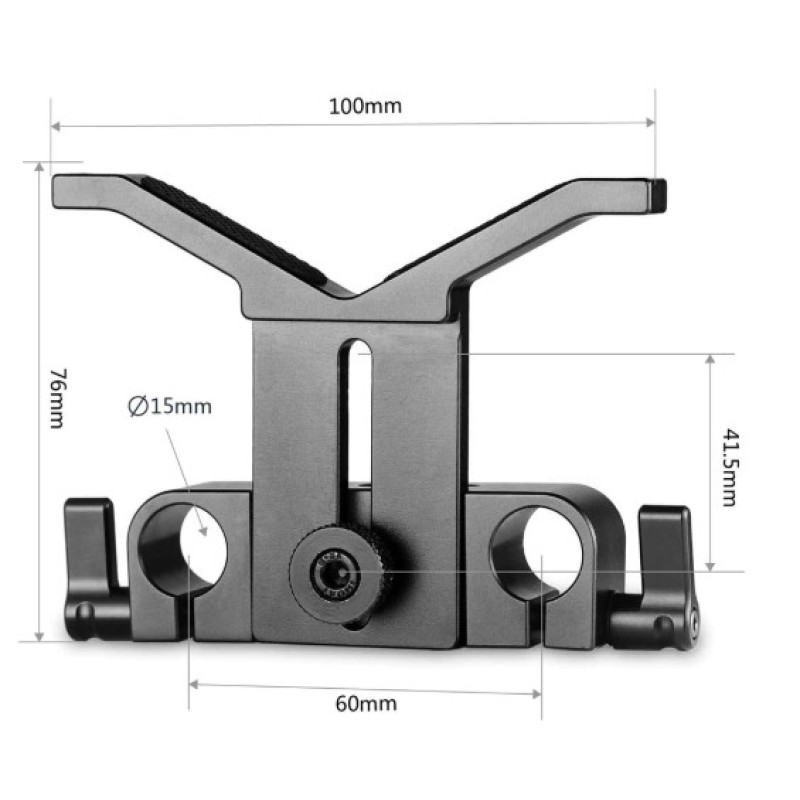 SmallRig Long Lens Support Height-adjustable for telephoto lens on 15mm rods 1087