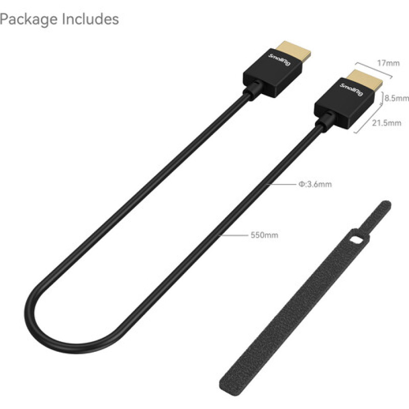 Аксесуар SmallRig Ultra-Slim 4K HDMI Data Cable (A to A) (55cm) 2957B (2957B)