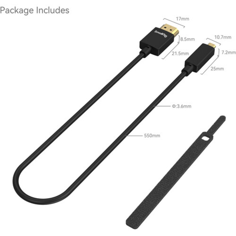 Провід SmallRig Ultra Slim 4K HDMI Cable (D to A) 55cm 3043B (3043B)