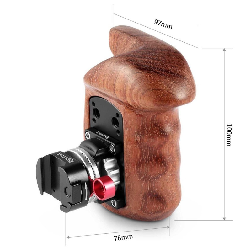 SmallRig Left Side Wooden Grip with NATO Mount 2118B