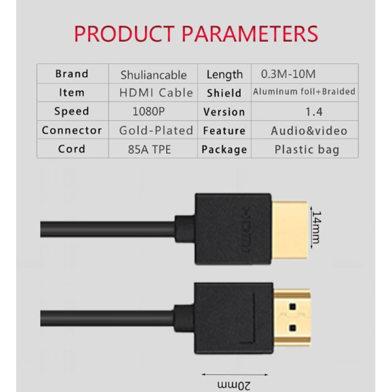 Кабель HDMI 30 см (круглий)