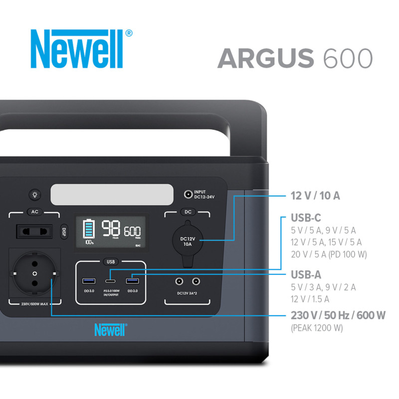 Портативна станція Newell Power Station Argus 600 (NL3570)