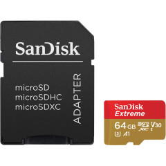 Карта памяти SanDisk 64GB Extreme UHS-I microSDXC Memory Card with SD Adapter