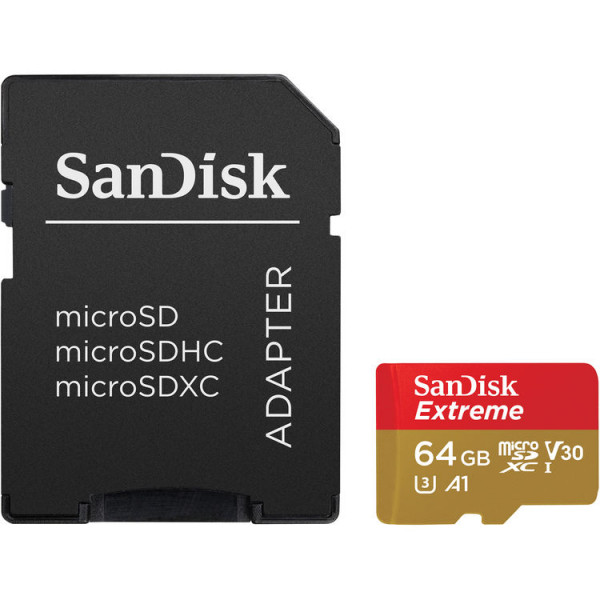 Карта пам'яті SanDisk 64GB Extreme UHS-I microSDXC Memory Card with SD Adapter