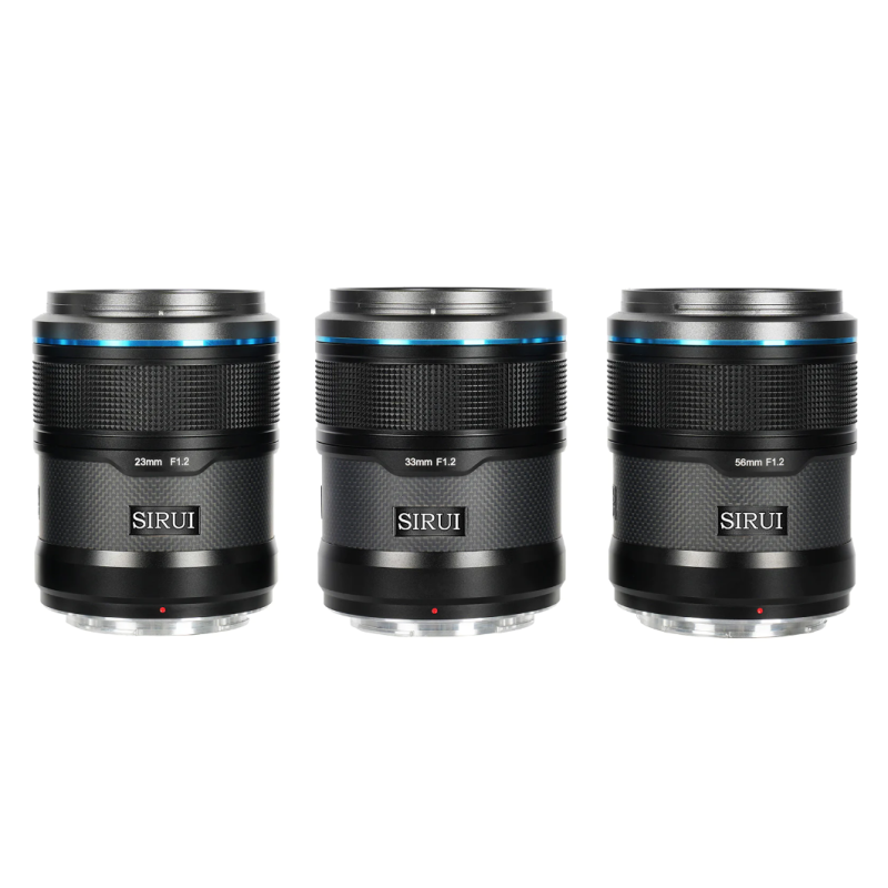 Об'єктиви Sirui Sniper 23mm, 33mm & 56mm F1.2 APSC Auto-Focus Lens Kit(X Mount, Black, Carbon Fiber) (AS-3S-XB)