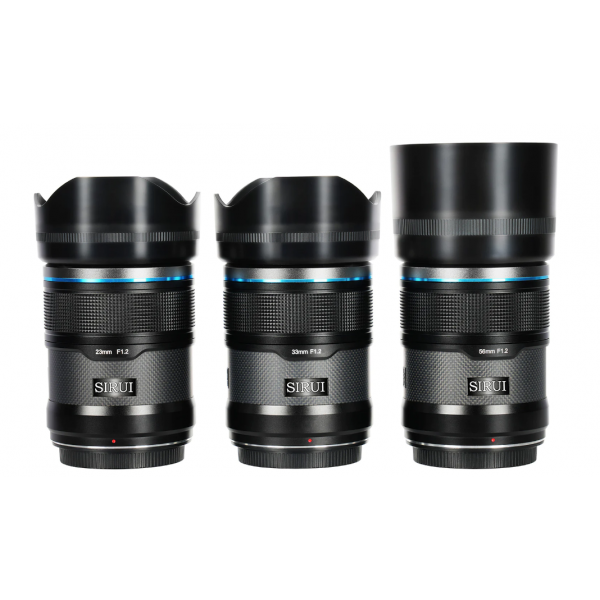 Об'єктиви Sirui Sniper 23mm, 33mm & 56mm F1.2 APSC Auto-Focus Lens Kit(E Mount, Black, Carbon Fiber) (AS-3S-EB)