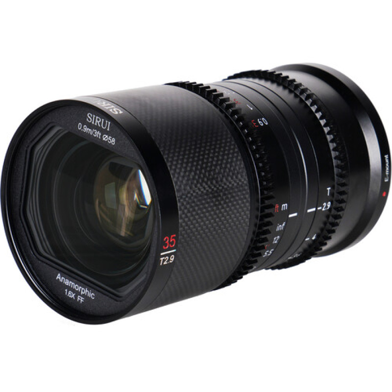 Об’єктив Sirui Saturn 35mm T2.9 1.6x Carbon Fiber Full-Frame Anamorphic Lens (E Mount, Blue Flare) (SATURN E35B)