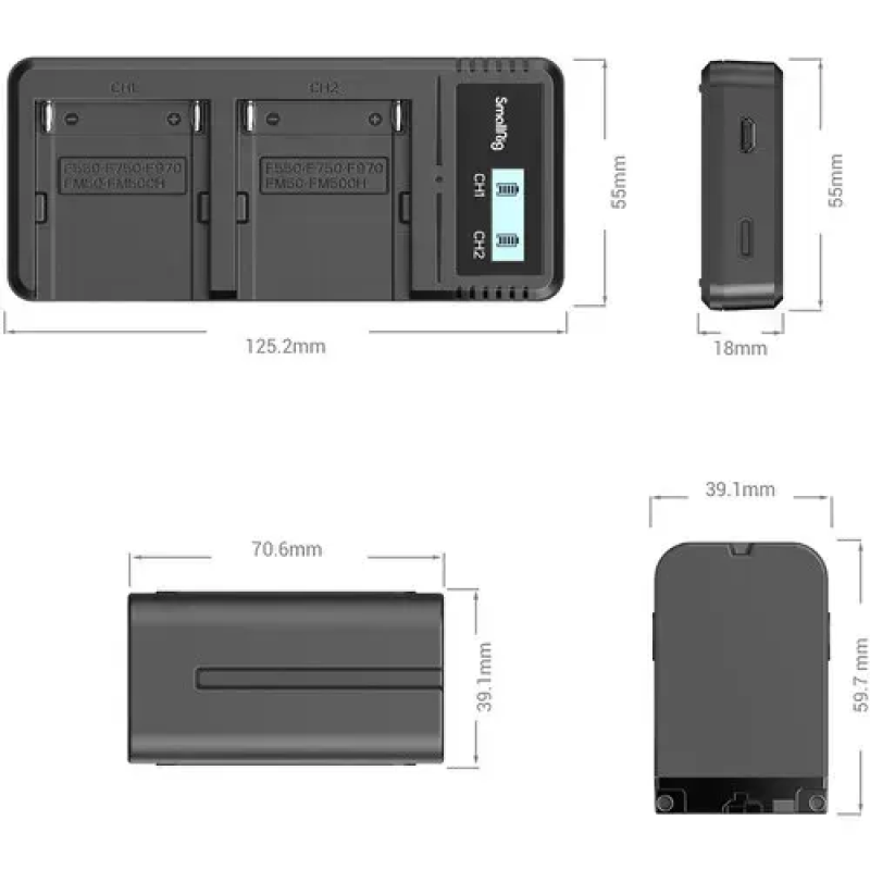 Зарядний пристрій SmallRig + 2 акумулятори NP-F970 (3823)