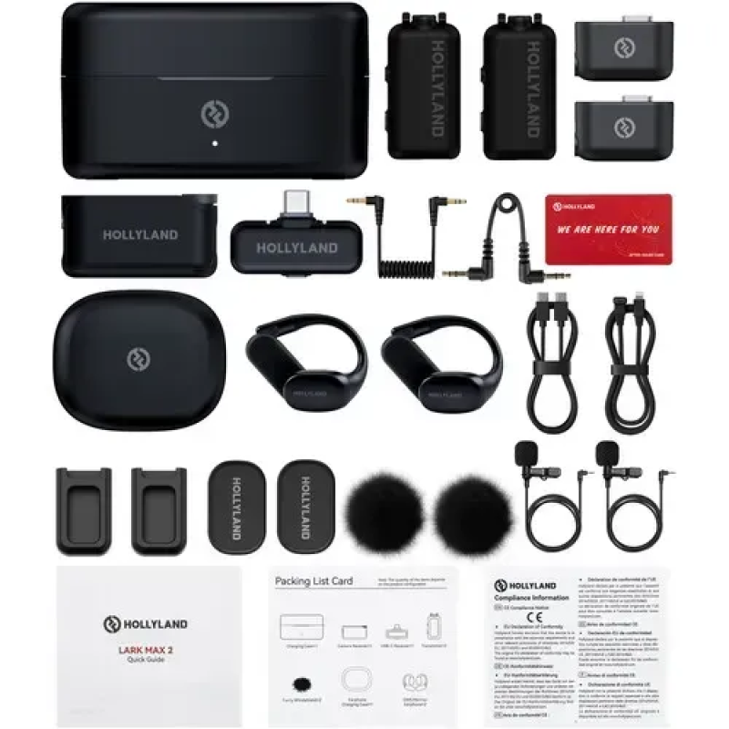 Бездротові мікрофони Hollyland LARK MAX 2 Ultimate Combo (на 2 персони + 2 навушника) (3.5 мм, USB-C)