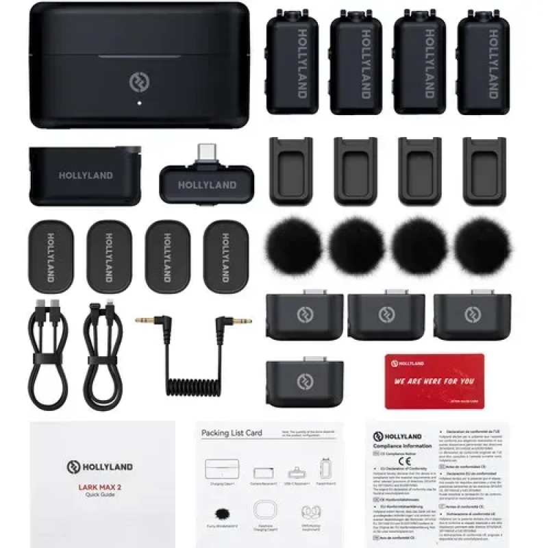 Бездротові мікрофони Hollyland LARK MAX 2 Combo (на 4 персони) (3.5 мм, USB-C)