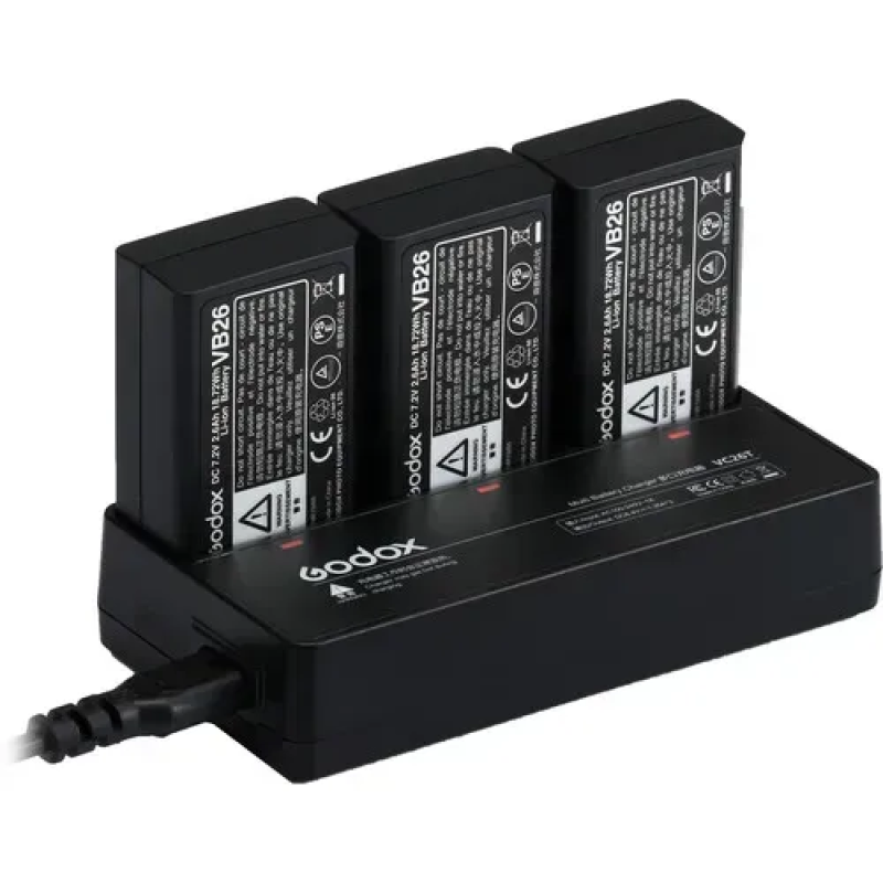 Зарядний пристрій Godox VC26T на 3 акумулятори VB26